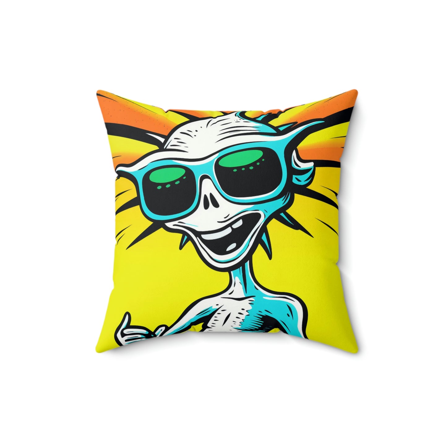 Fashionable UFO-Inspired Summertime Animated Spun Polyester Square Pillow