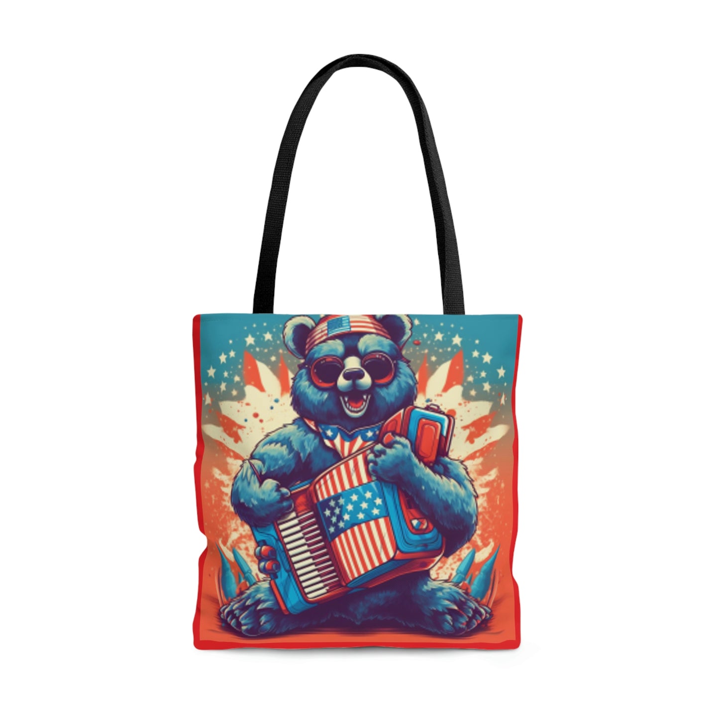 Accordion Bear Patriotic 4th of July American Music Tote Bag (AOP)