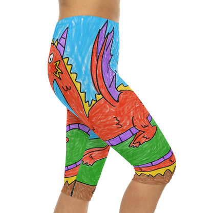 Leggings capri medievales de dragón feroz para mujer (AOP) 