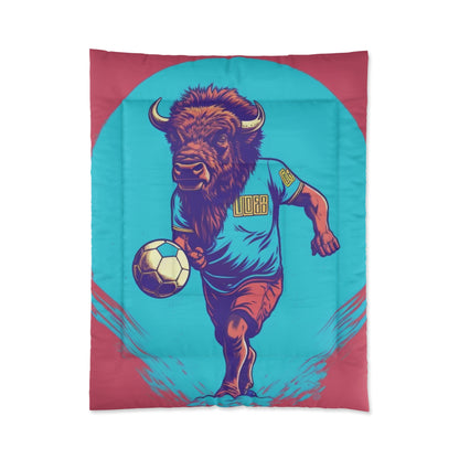 American Bison Soccer Player Sport Buffalo Graphic Comforter