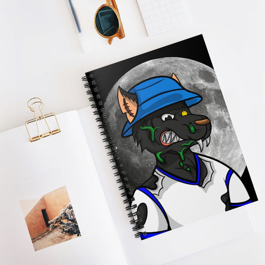 Full Moon Cyborg Werewolve Wolf Spiral Notebook - Ruled Line