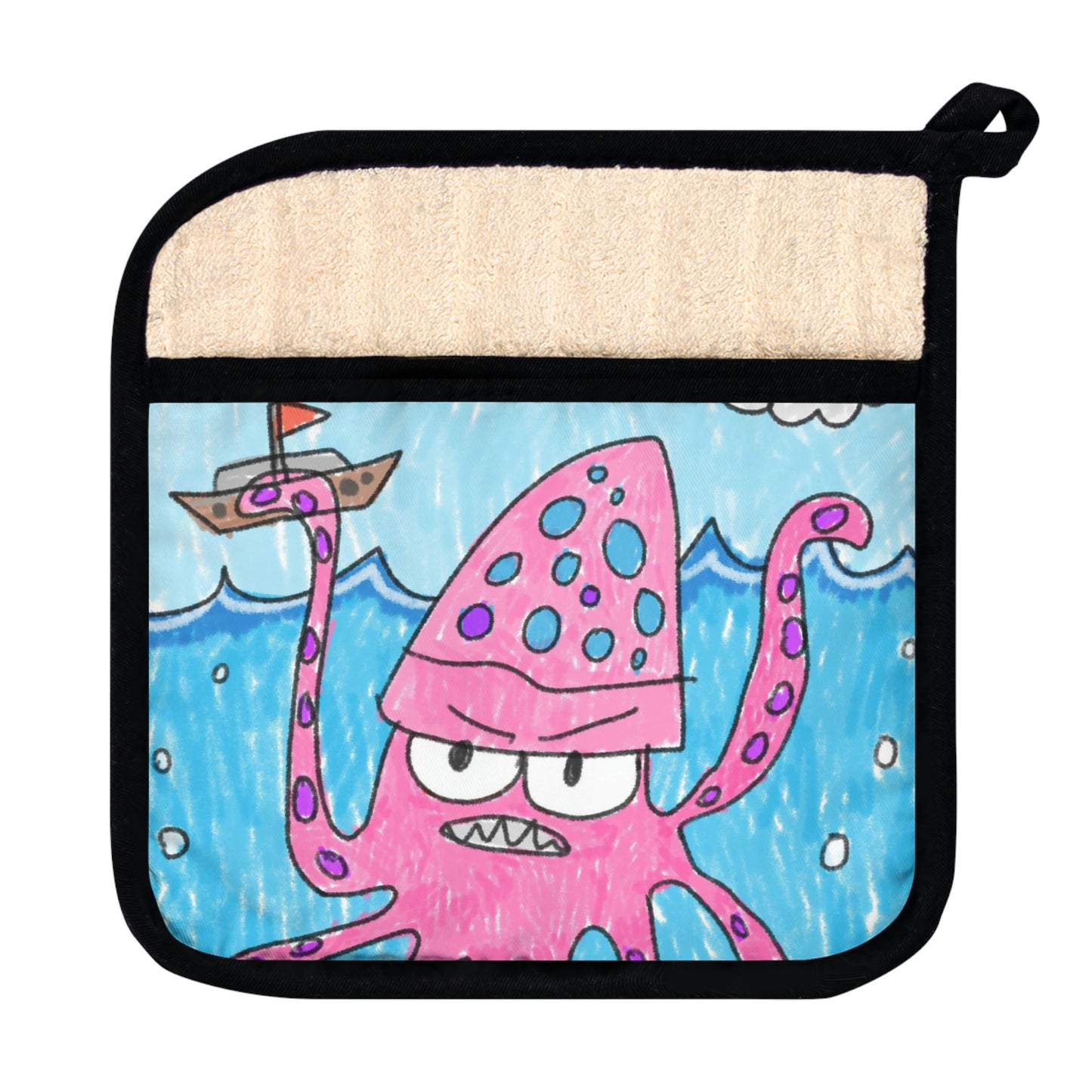 El Kraken Octopus Clean Graphic Pot Holder con bolsillo