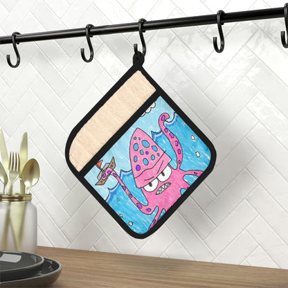 El Kraken Octopus Clean Graphic Pot Holder con bolsillo