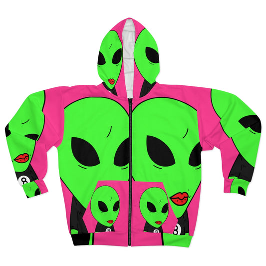 8 Ball Pool Alien AOP Unisex Zip Hoodie