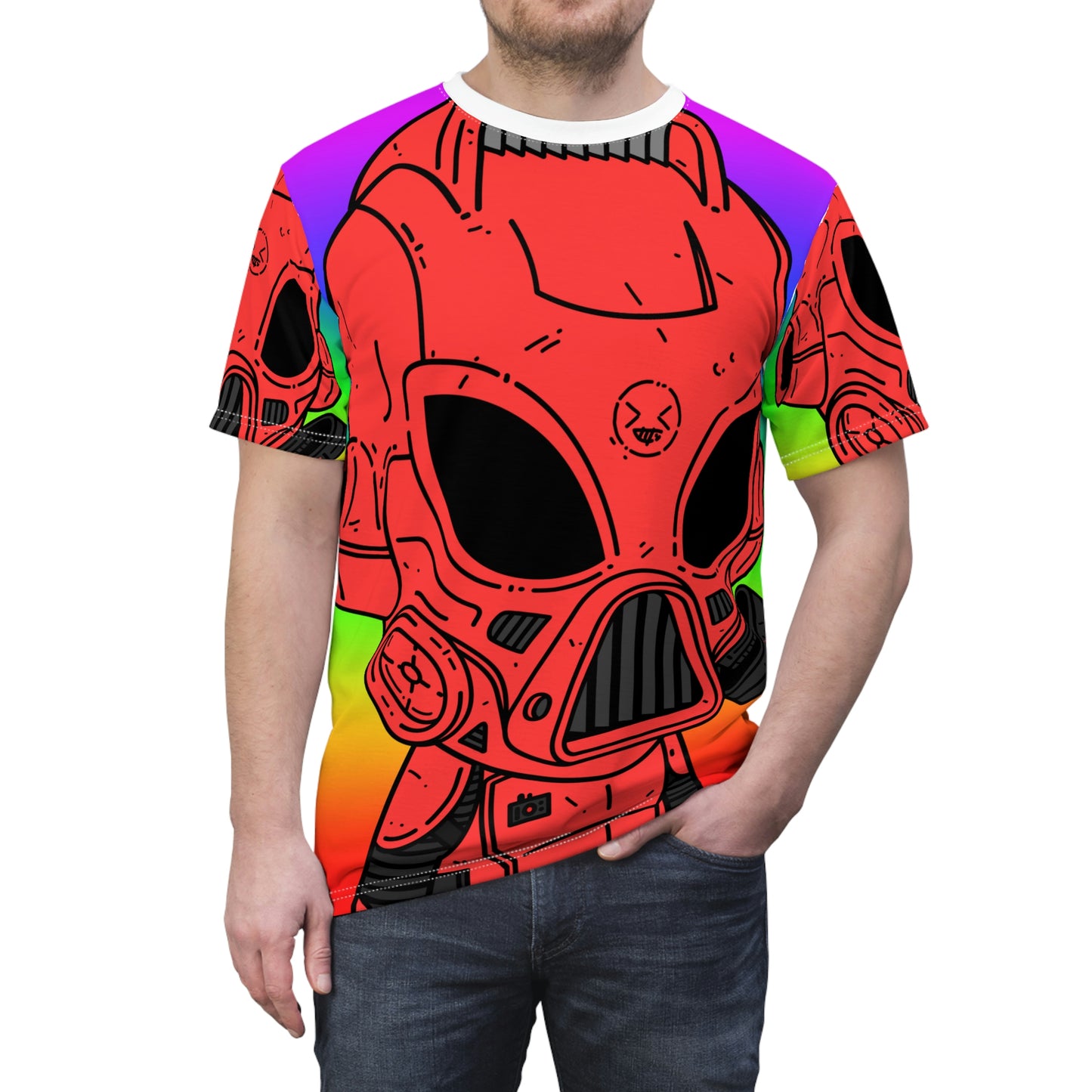 Cyborg Alien Futuristic Machine Tech Visitor Unisex AOP Cut & Sew Tee