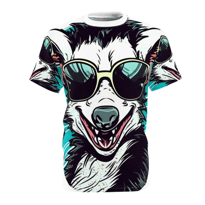 Joyful Opossum Retro Animation Camiseta unisex cortada y cosida (AOP) 