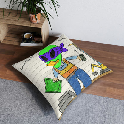 Contractor Building Capital Builder Visitor 751 Alien Tufted Floor Pillow, Square