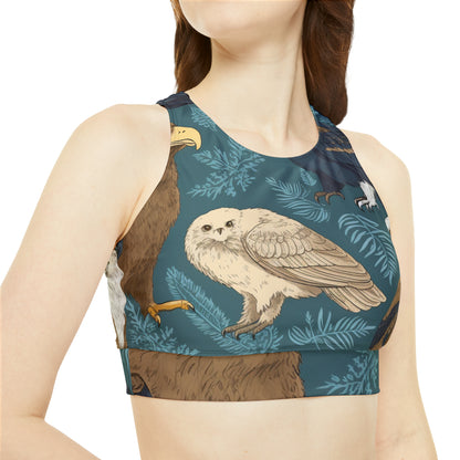 American Wildlife Symbols: Bald Eagles, Hawks, Birds Design Sporty Bikini Set (AOP)