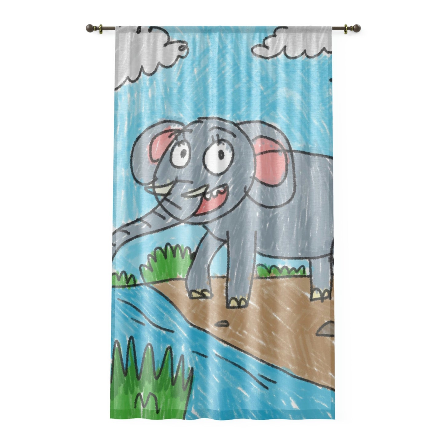 Elefante Elephant King Safari Animal Window Curtain