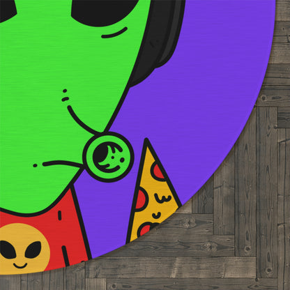 The Visitors Pizza Alien with Headphones Round Rug - Visitor751