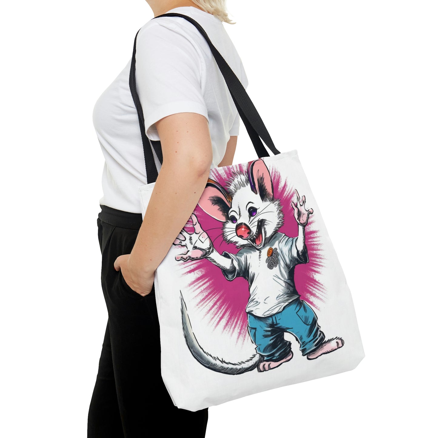 Energetic Possum Retro Art Funky Tote Bag (AOP)