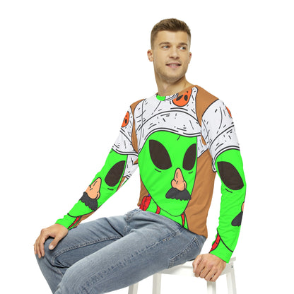 Visitor Green Alien Space Traveler Men's Long Sleeve AOP Shirt