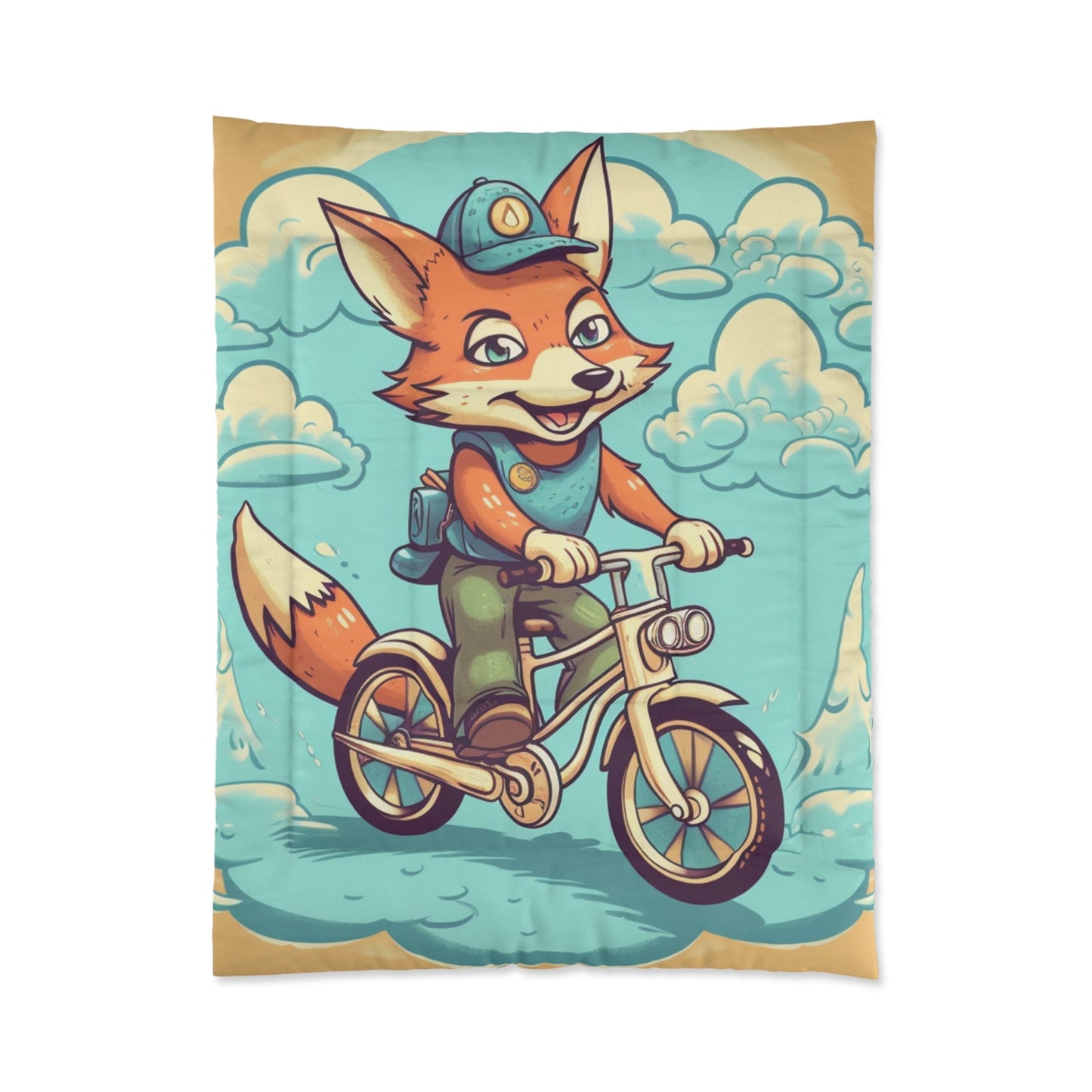 Fox Bike Ride Adventure Graphic Cyclist Comforter