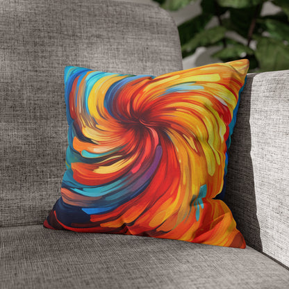 Vibrant Swirling Abstract Art - Unique and Colorful Spun Polyester Square Pillow Case