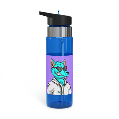 Botella deportiva Aqua Blue Cyborg Lovely Heart Wolf Kensington Tritan™, 20 oz