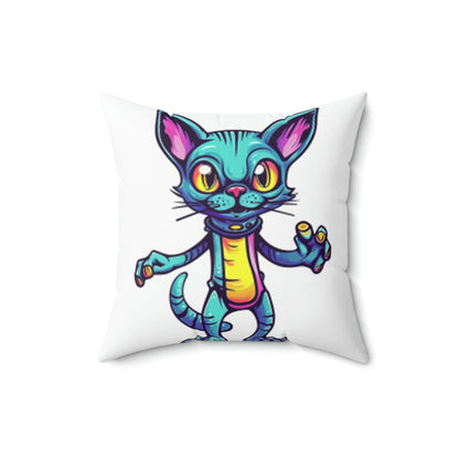 Cat Alien Creature Animal Spun Polyester Square Pillow