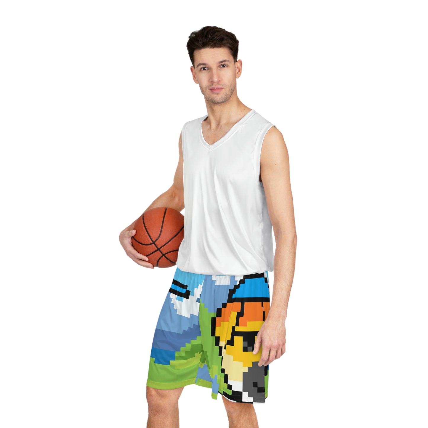 Dog Animal Pet Pixel Basketball Shorts (AOP)