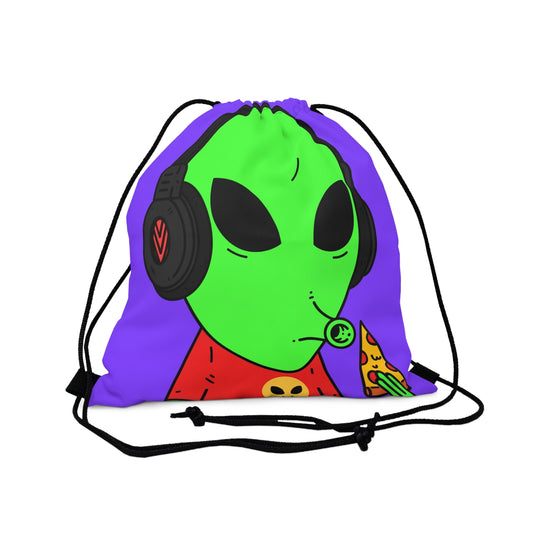 The Visitors Pizza Alien with Headphones Outdoor Drawstring Bag