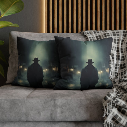 Mystery Detective Alley - Noir Book Cover Artwork Spun Polyester Square Pillow Case