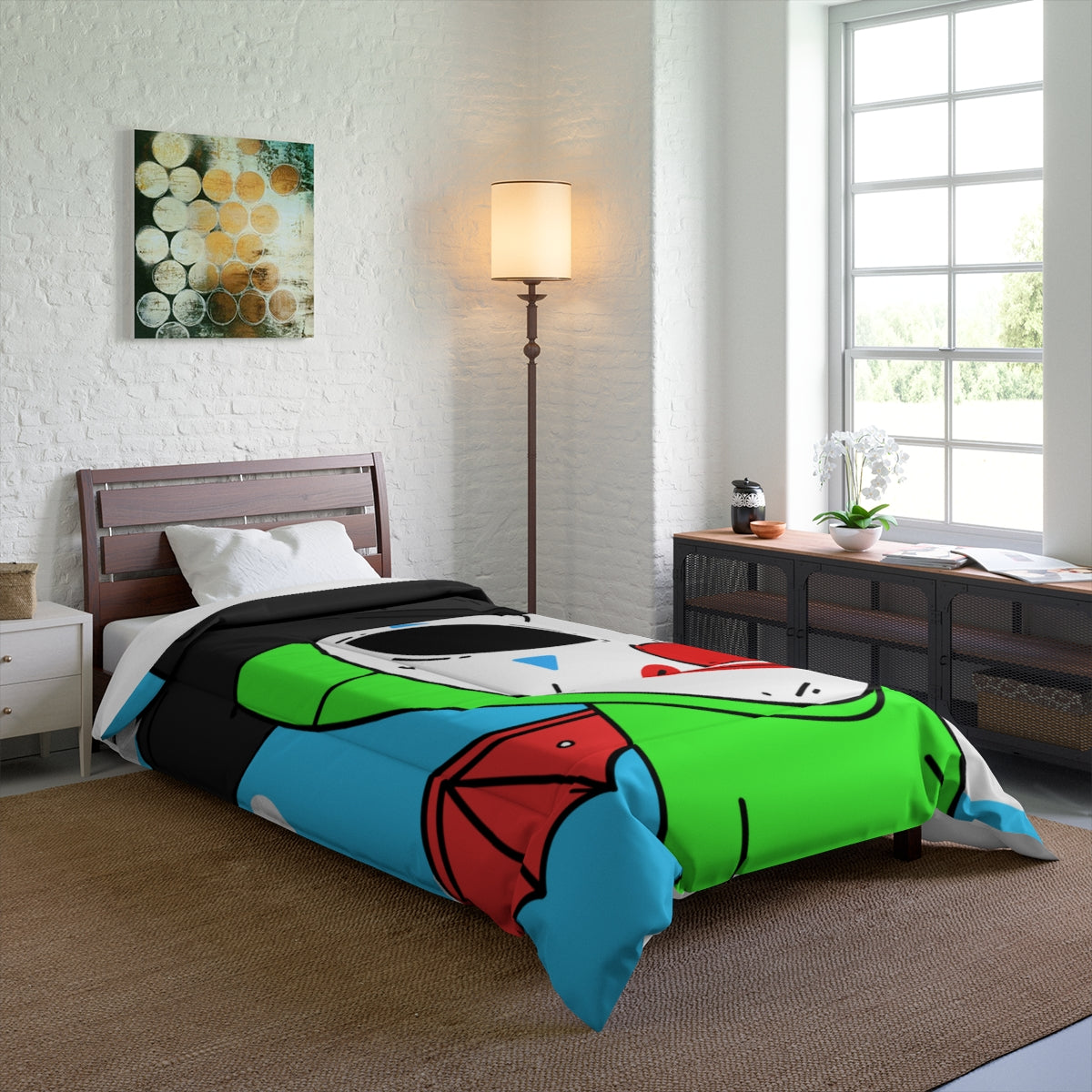 Clown Visitor Green Alien w/ Devil Wings Bed Comforter