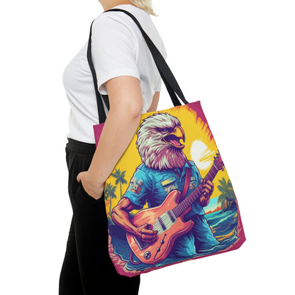 American Rock Star: Bald Eagle with Guitar Graphic Tote Bag (AOP)