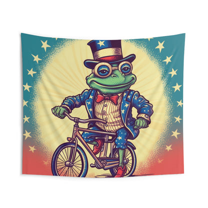 USA Frog Patriotic Indepencence Day 4th of July Bike Rider Indoor Wall Tapestries