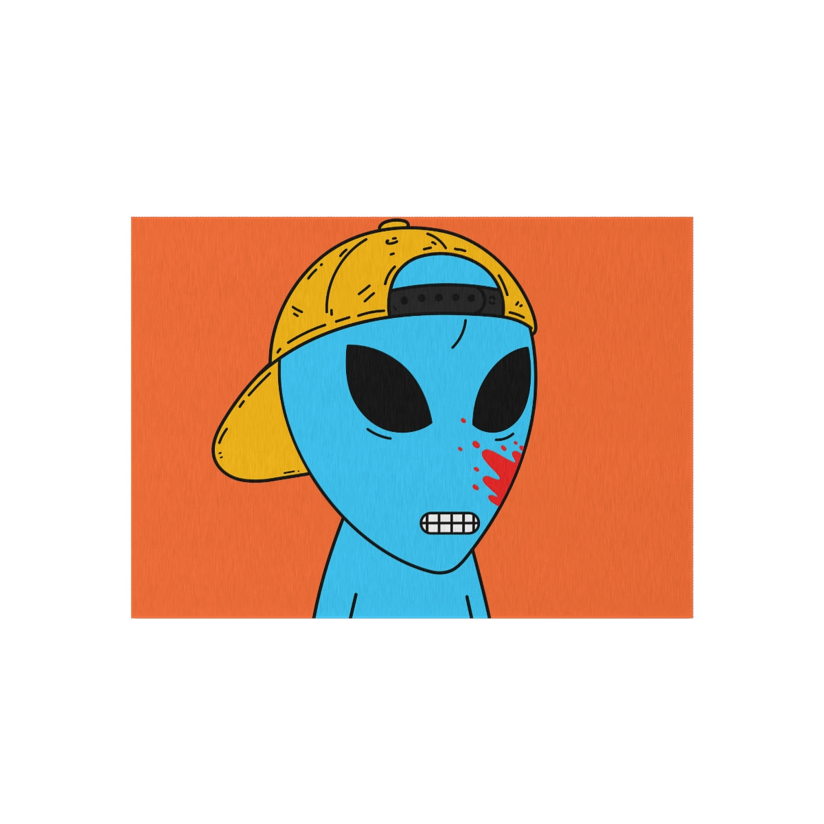 Blue Blood Visitor Alien Cartoon Outdoor Rug