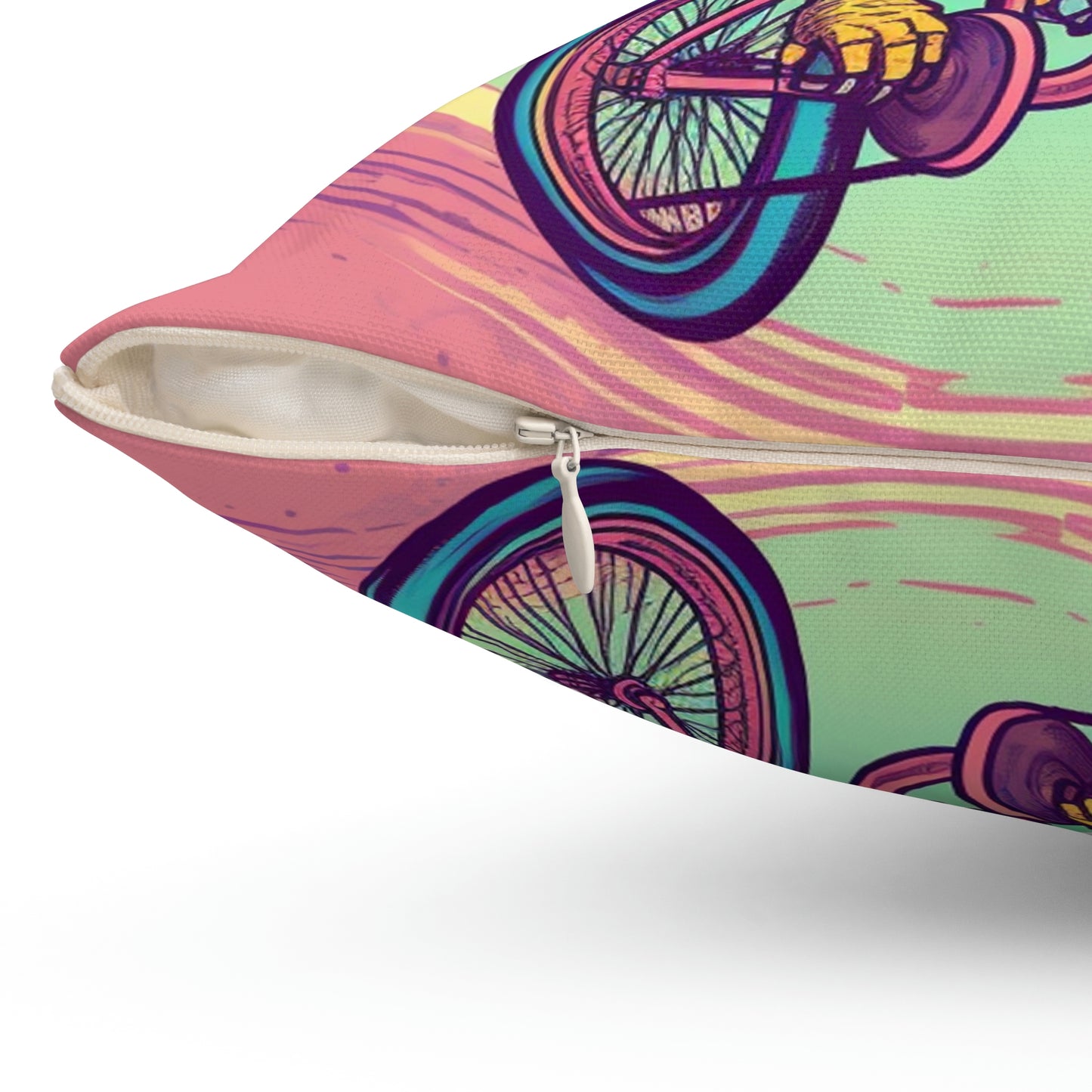 Bicycle Bike American Eagle Biker Graphic Spun Polyester Square Pillow