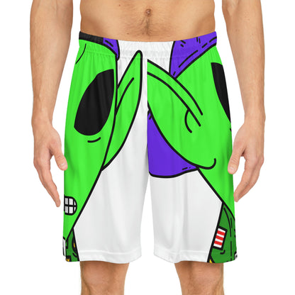 Green Military Army Jacket pointy ear Visitor Alien Basketball Shorts (AOP)