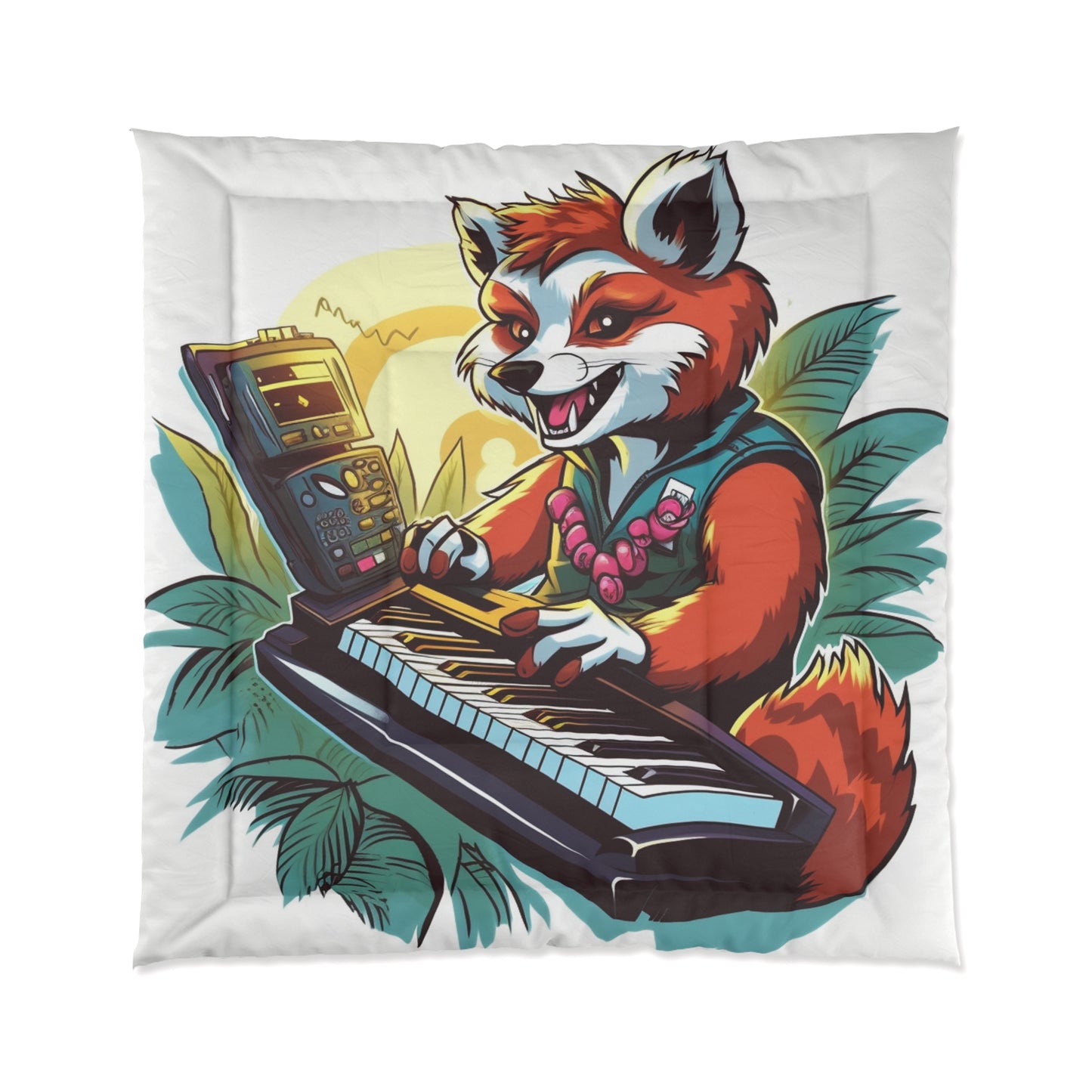 Red Panda Keyboard Music Piano Graphic Comforter