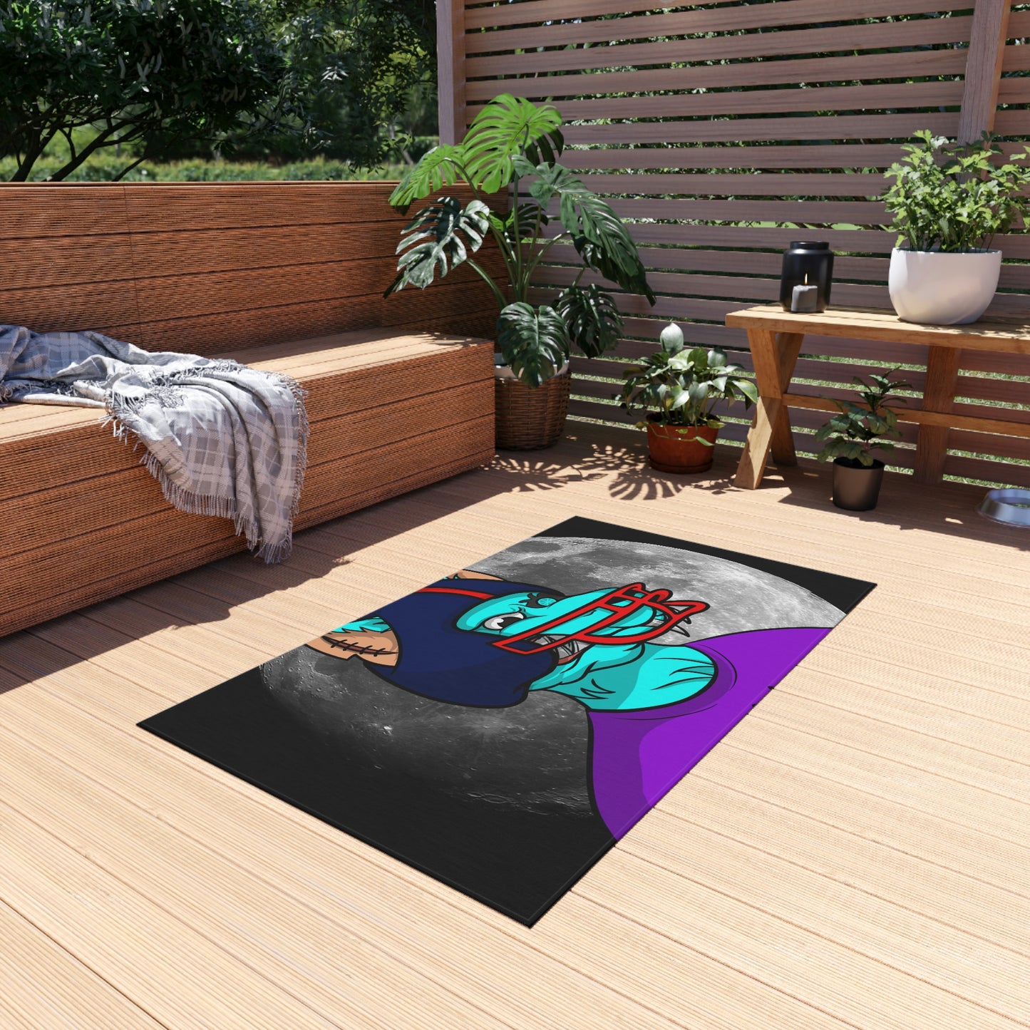 Foot Ball Full Moon American Werewolve Wolf Cyborg Outdoor Rug