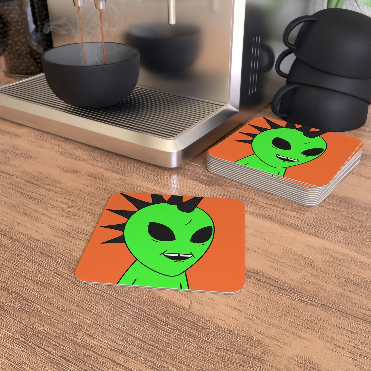 Black Hair Spiked Visitor Alien Coasters (50, 100 pcs)