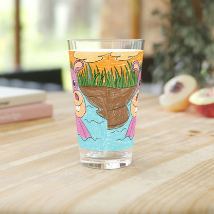 Hippo Hippopotamus Animal Creature Graphic Pint Glass, 16oz