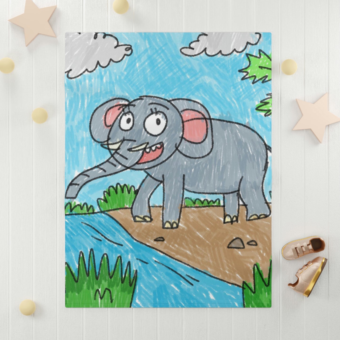 Elefante Elephant King Safari Animal Soft Fleece Baby Blanket