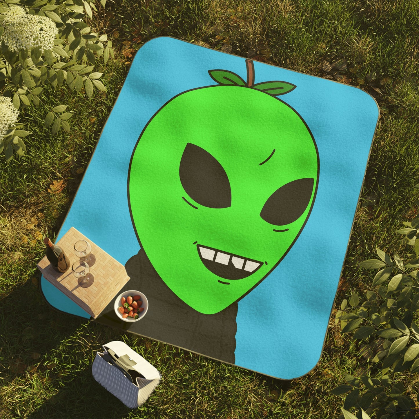 Green Apple Chipped tooth Visitor Smiling Picnic Blanket
