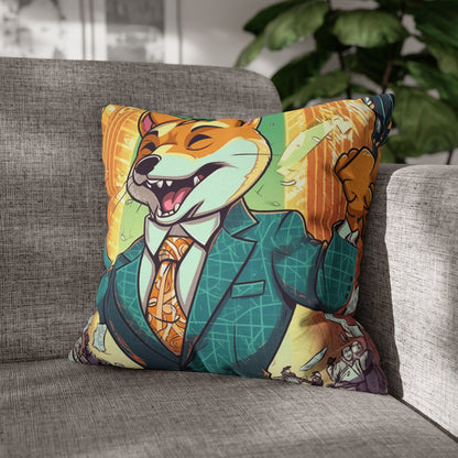 Synthwave Shiba Inu NYSE Collector's Gear: Spun Polyester Square Pillow Case