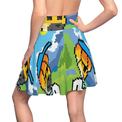 Dog Animal Pet Pixel Women's Skater Skirt (AOP)