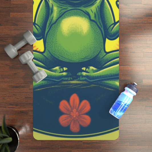 Namaste Yoga Frog Graphic Relaxing Amphibian Design: Rubber Yoga Mat