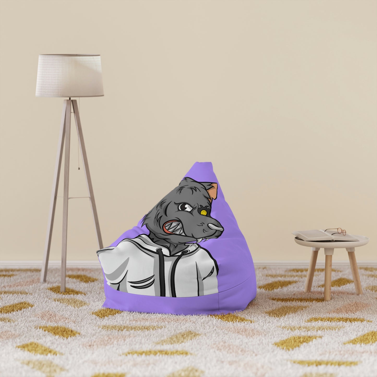 Fitness Grey Wolve Cyborg Wolf Bean Bag Chair Cover