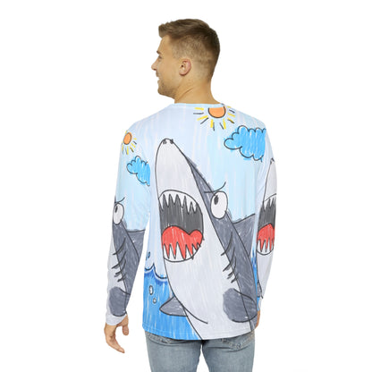 Shark Jaw Teeth Attack Ocean Sea Creature Men's Long Sleeve AOP Shirt