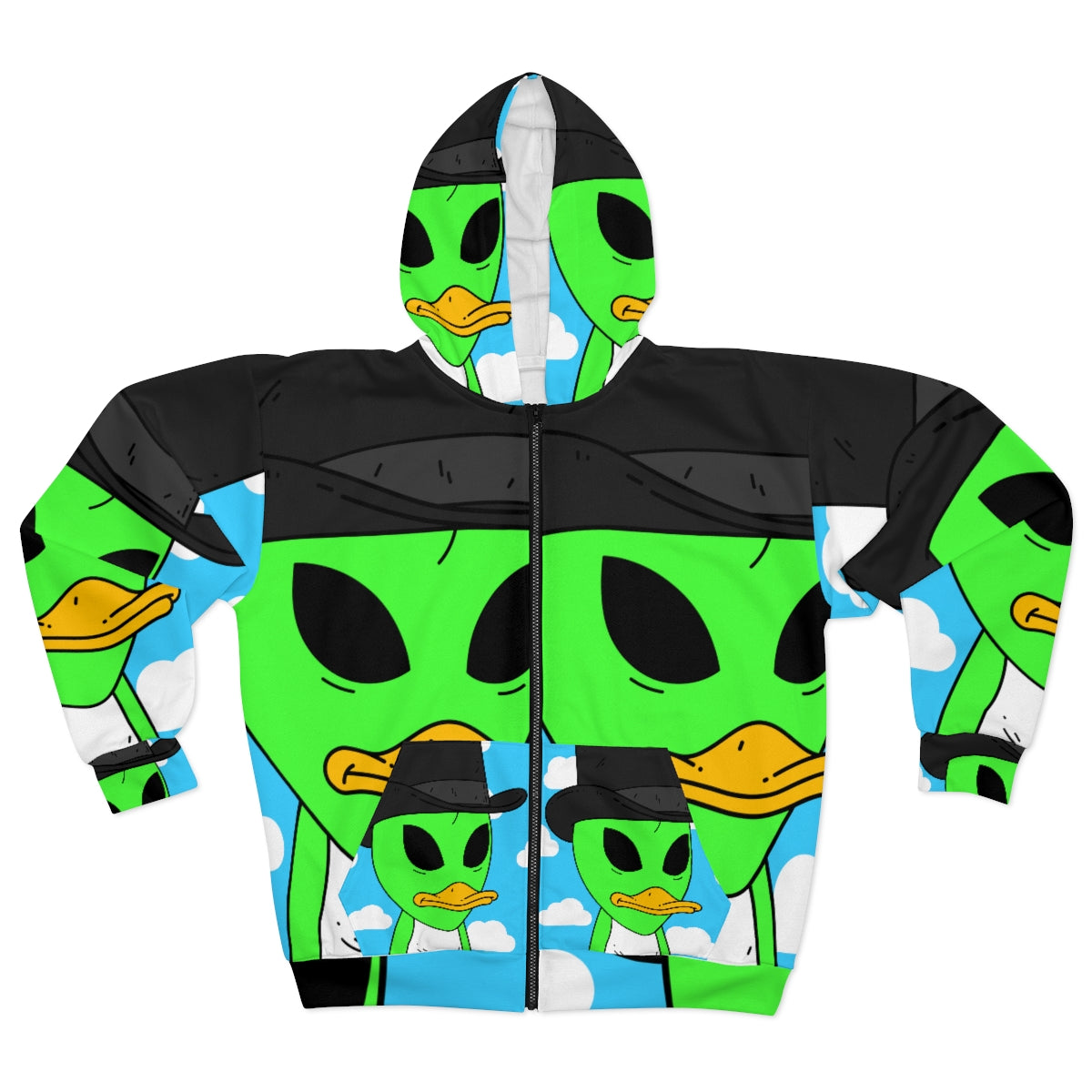 Scifi Alien Sky Person AOP Unisex Zip Hoodie