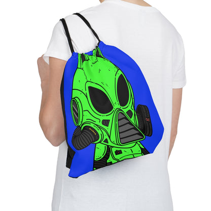 Armored Green Future Alien Cat Cyborg Machine Outdoor Drawstring Bag