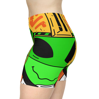 Alien Green Sporty Women's Biker Shorts (AOP)