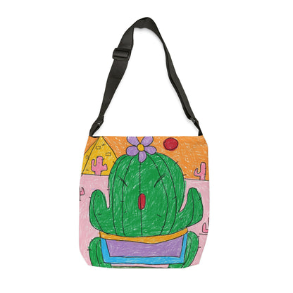 Desert Cactus Sumo Wrestler Graphic Adjustable Tote Bag (AOP)