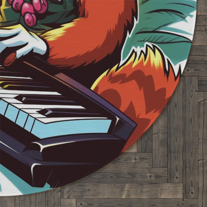 Red Panda Keyboard Music Piano Graphic Round Rug