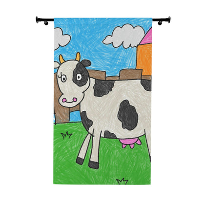 Cow Moo Farm Barn Animal Character Window Curtains (1 Piece)