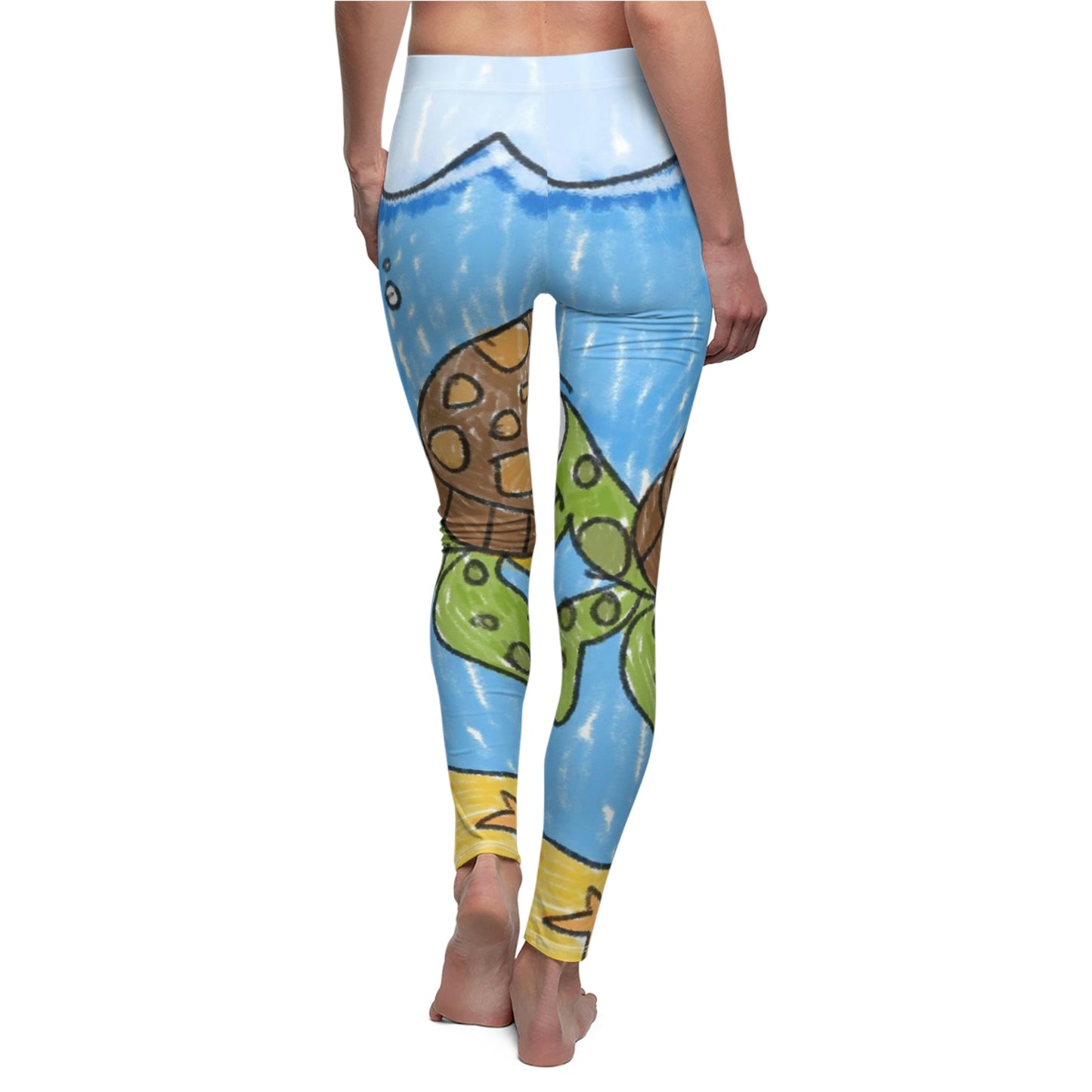 Sea Turtle Beach Sand Ocean Women's Cut & Sew Casual Leggings