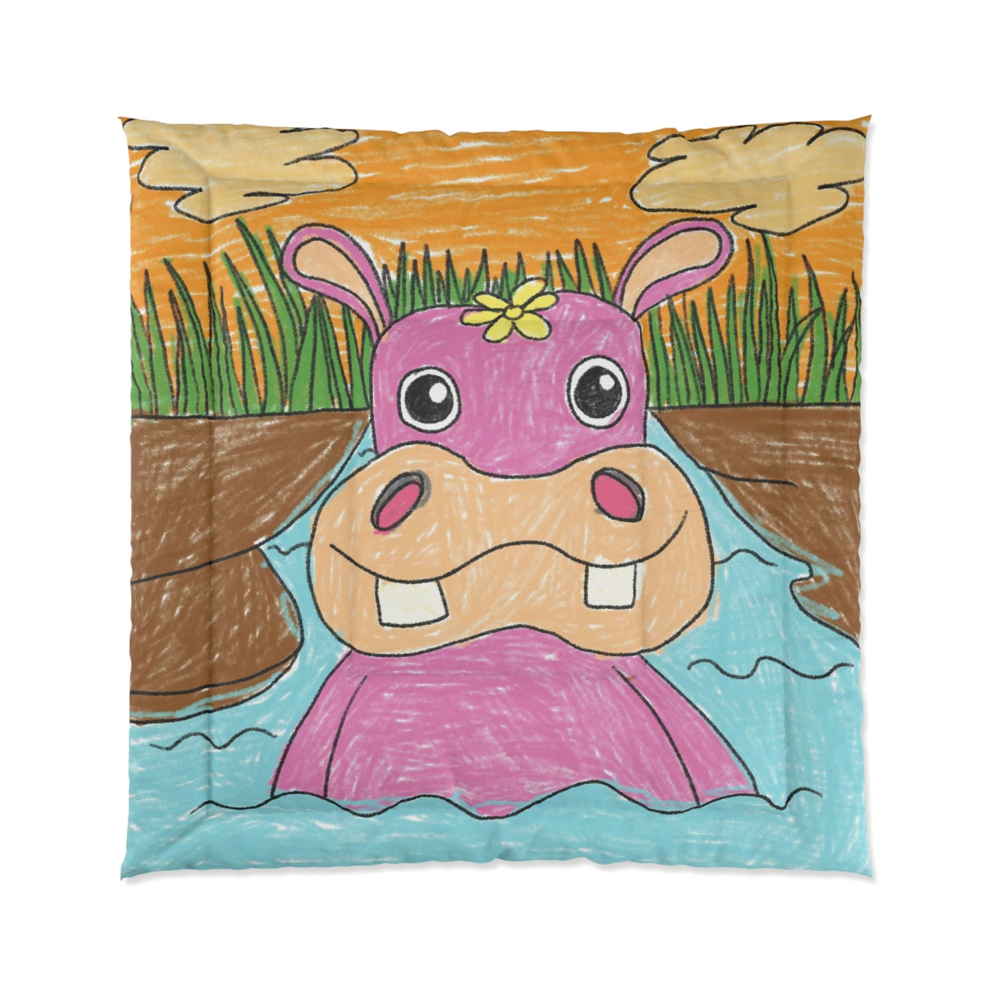 Hippo Hippopotamus Animal Creature Graphic Comforter