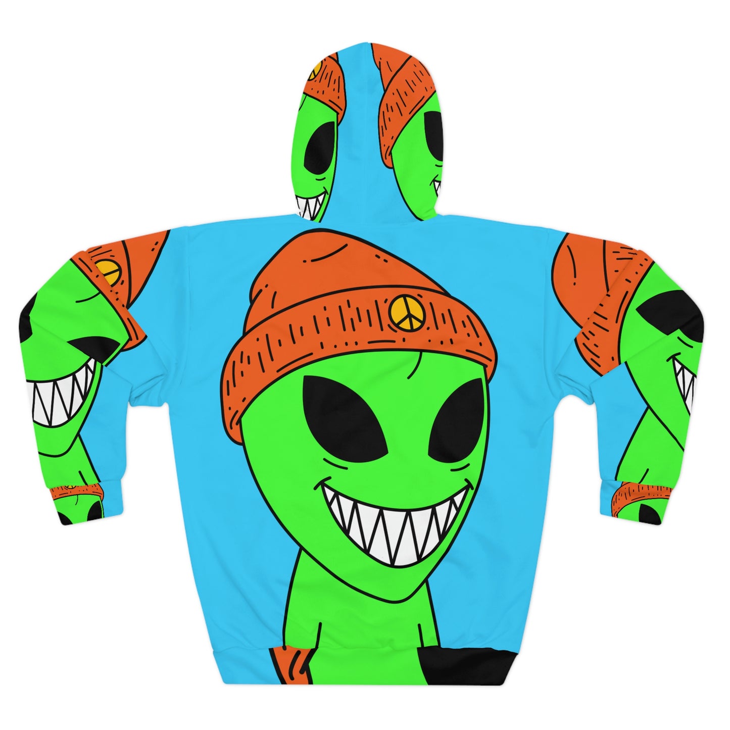 Peace Alien Visitor Smile Graphic AOP Unisex Pullover Hoodie