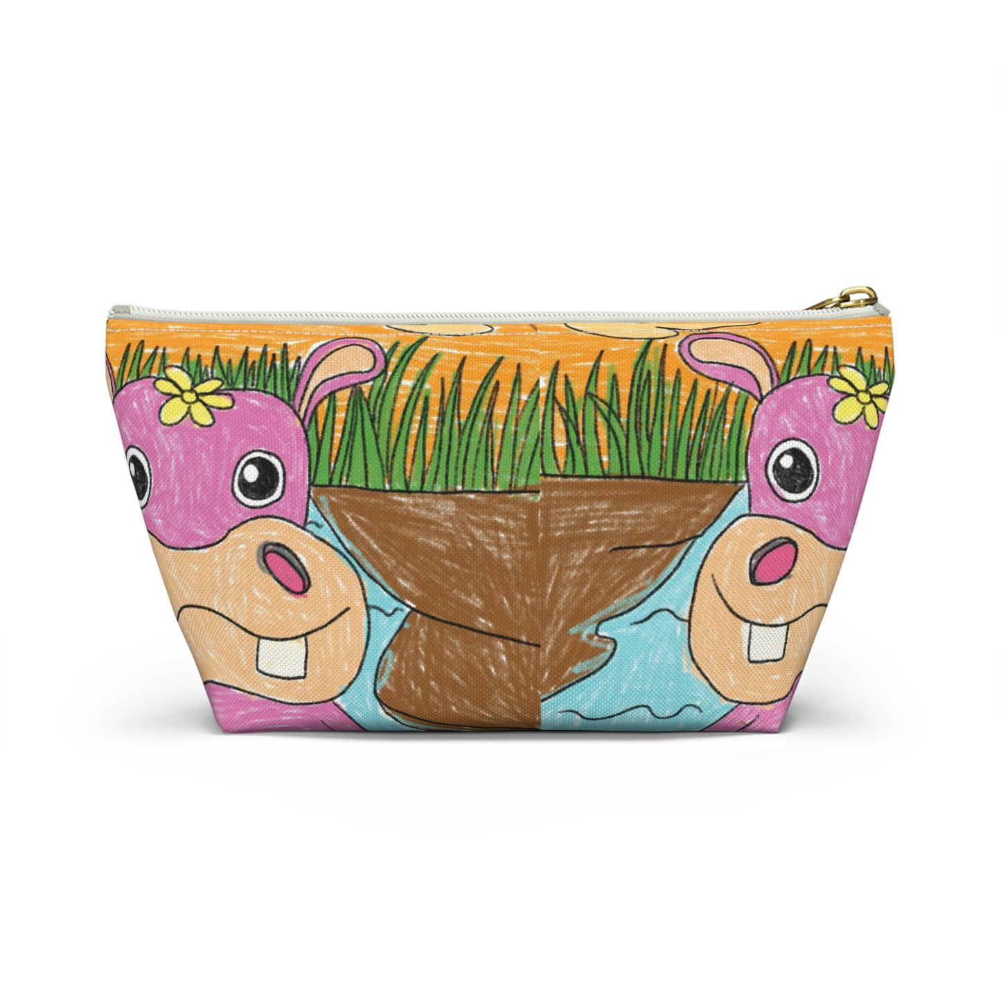 Hippo Hippopotamus Animal Creature Graphic Accessory Pouch w T-bottom